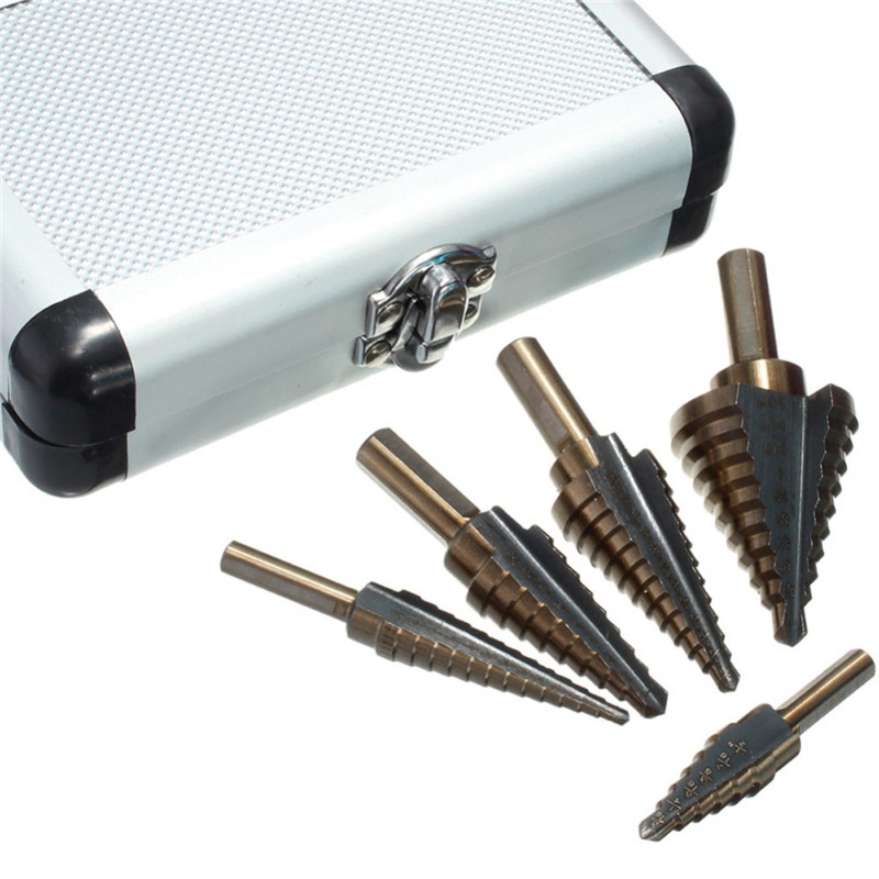 5PCS HSS COBALT MULTIPLE HOLE 50 Sizes STEP DRILL BIT SET w/ Aluminum Case Free Shipping