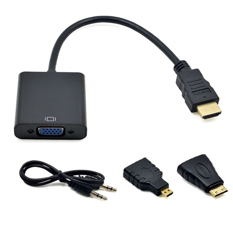 2016 HDMI to VGA Converter Adapter + Mini Micro HDMI Connector Audio Cable for Xbox 360 for PS3 Computer 1080P HDTV CRT Monitor