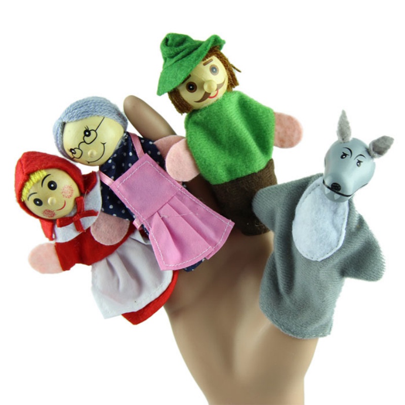 New 4PCS/Set Little Red Riding Hood Christmas Animal Finger Puppet toy Educational Toys Storytelling Doll