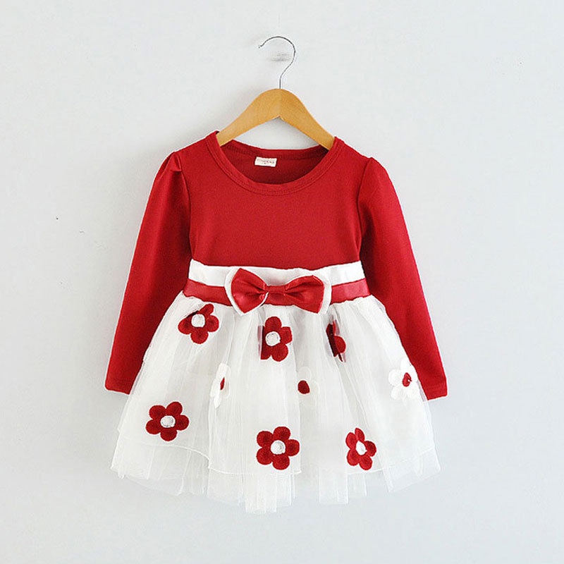 2015 spring autumn new born infant cotton dress for baby girls clothing long-sleeve princess party dresses tutu dress vestidos