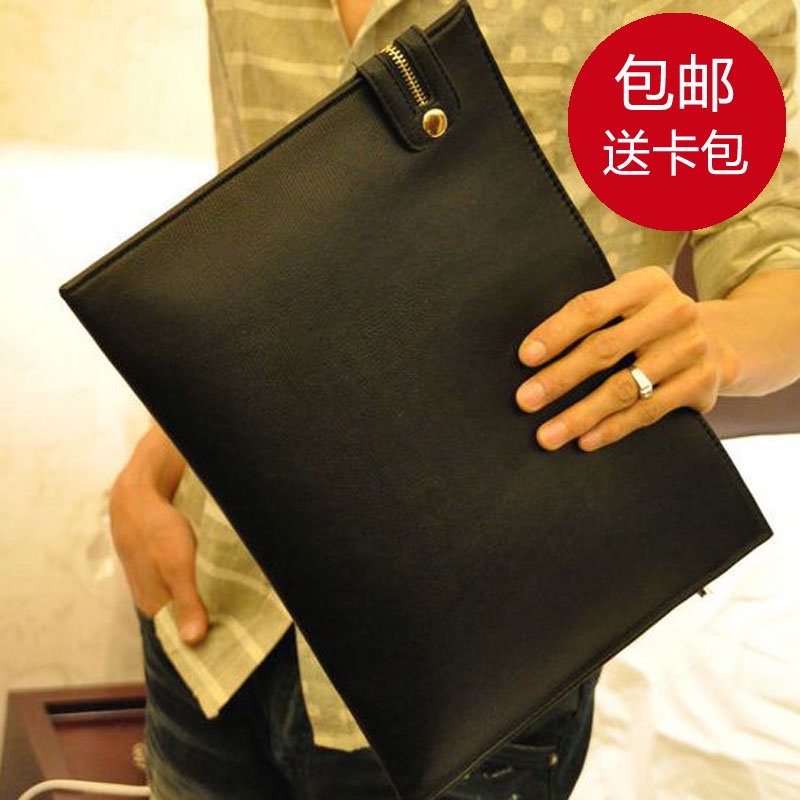 2014 new Day clutch male briefcase commercial a4 file bags envelope bag  for ipad   laptop messenger habdbags black handbag