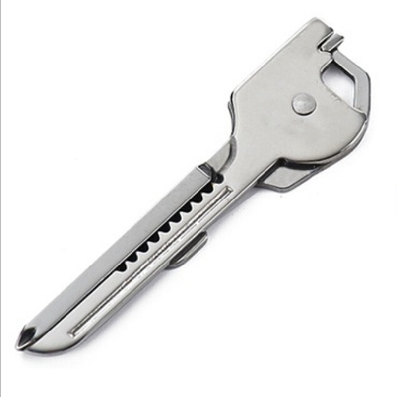 New Camping Outdoor Travel Survival Tools Tactical Key Tool 6 in 1 Multifunctional Mini Folding Key Knife Camping Travel Kit