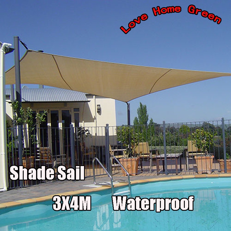 New Waterproof garden Shade Sail Canopy Square Sun Shade Net 3X4M Combination Awning