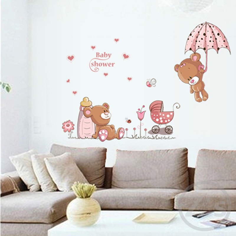 lovely cute bear wall stickers children room home decor baby shower adhesive for kids room ay7194