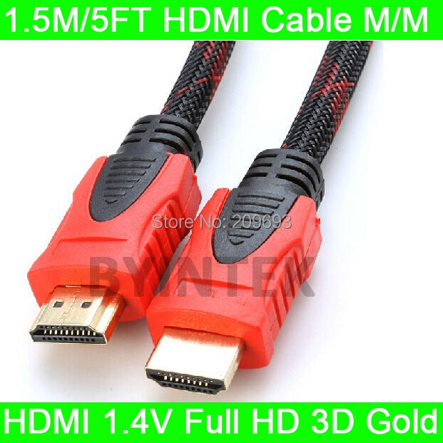 New Premium High Speed 1.4V 3D HDMI Cable 1.5M/5FT M/M For 1080P HDTV PS3 Xbox Free Shipping