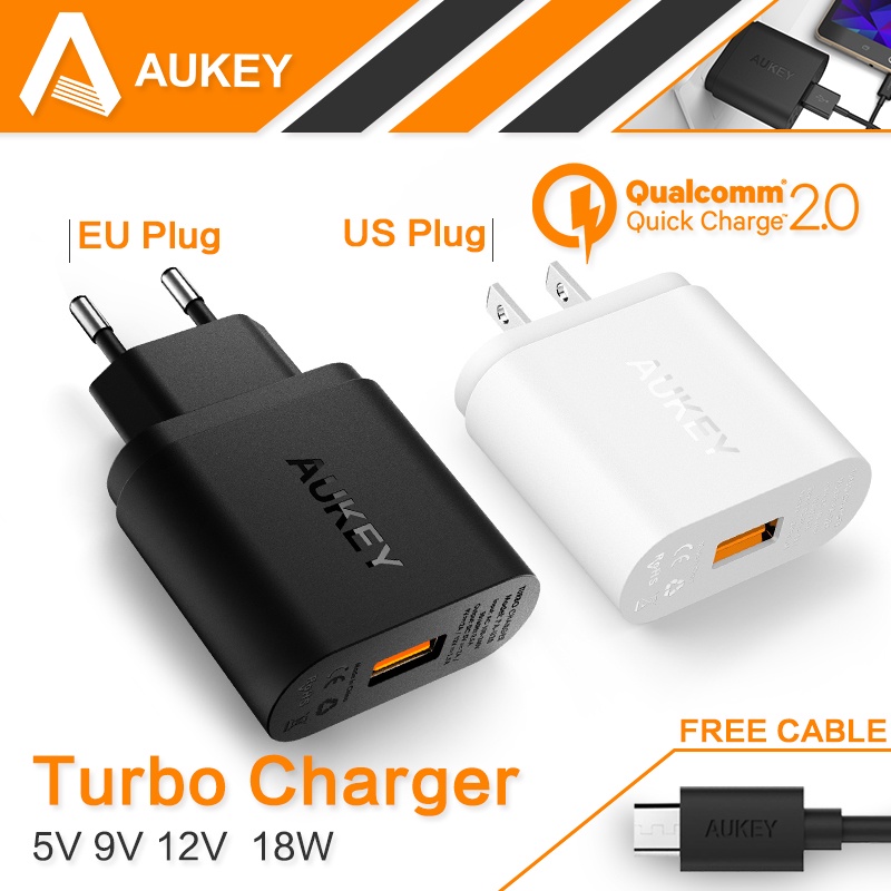 [Qualcomm Certified] Aukey Quick Charge 2.0 18W USB Wall Charger Smart Fast Charging For iPhone iPad Samsung Galaxy Note Xiaomi