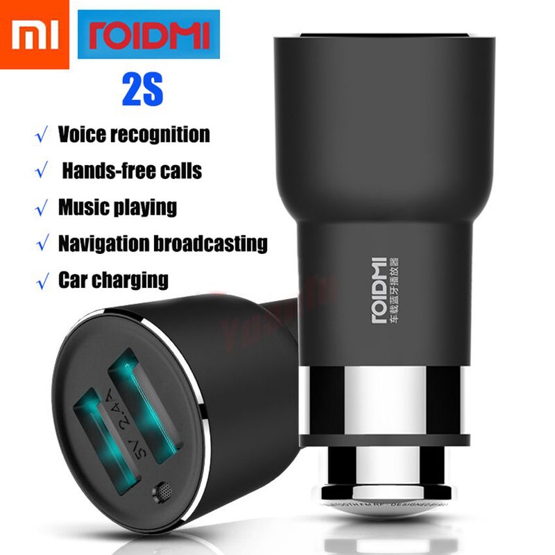 In Stock Original Xiaomi ROIDMI 2S 5V 3.8A Bluetooth Handfree Car Charger With Music Player FM transmitters For iPhone 5 5S 6 6S