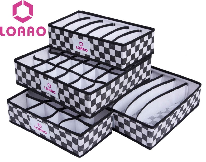 LOAAO home storage box bins underwear organizer box bra necktie socks storage organizer