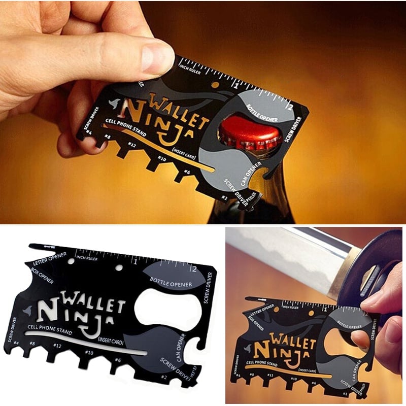 18 in 1 Multi Function Credit Card Hand Tools Black Stainless Steel Portable Wallet Knife Outdoor Camping Pocket Survival Knife