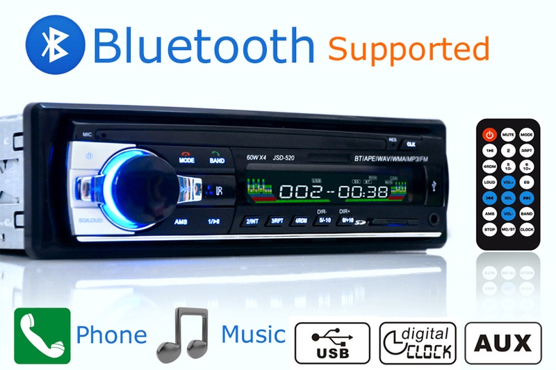 Car Radio Stereo Player Bluetooth Phone AUX-IN MP3 FM/USB/1 Din/remote control For Iphone 12V Car Audio Auto 2015 Sale New