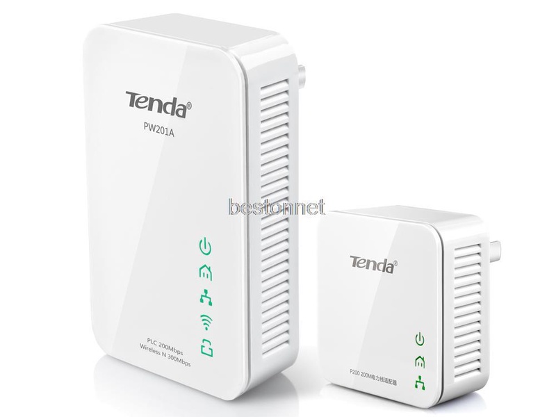 Tenda PW201A + P200 KIT 300Mbps Wireless-N Powerline Adapter Ethernet Network HomePlug Starter KIT_2.4GHz WiFi Range Extender