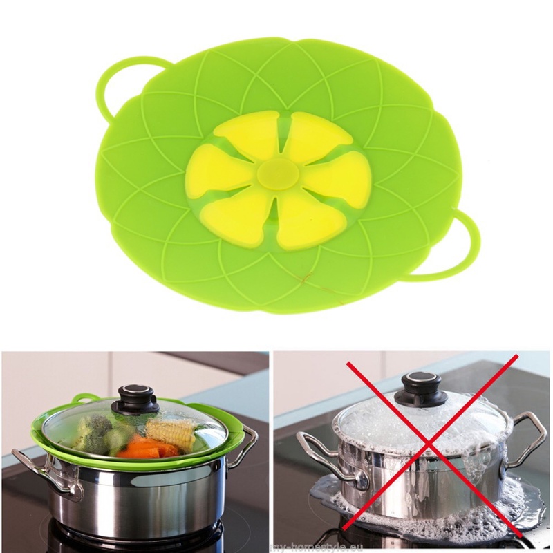 Multi-function Cooking Tools Flower Cookware Parts Green Silicone Boil Over Spill lid Stopper Oven Safe For Pot/Pan Cover 10