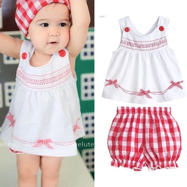 Toddler Kids Girls Cotton Tops +Lattice Short Pants +Scarf Outfits 3Pcs Clothing