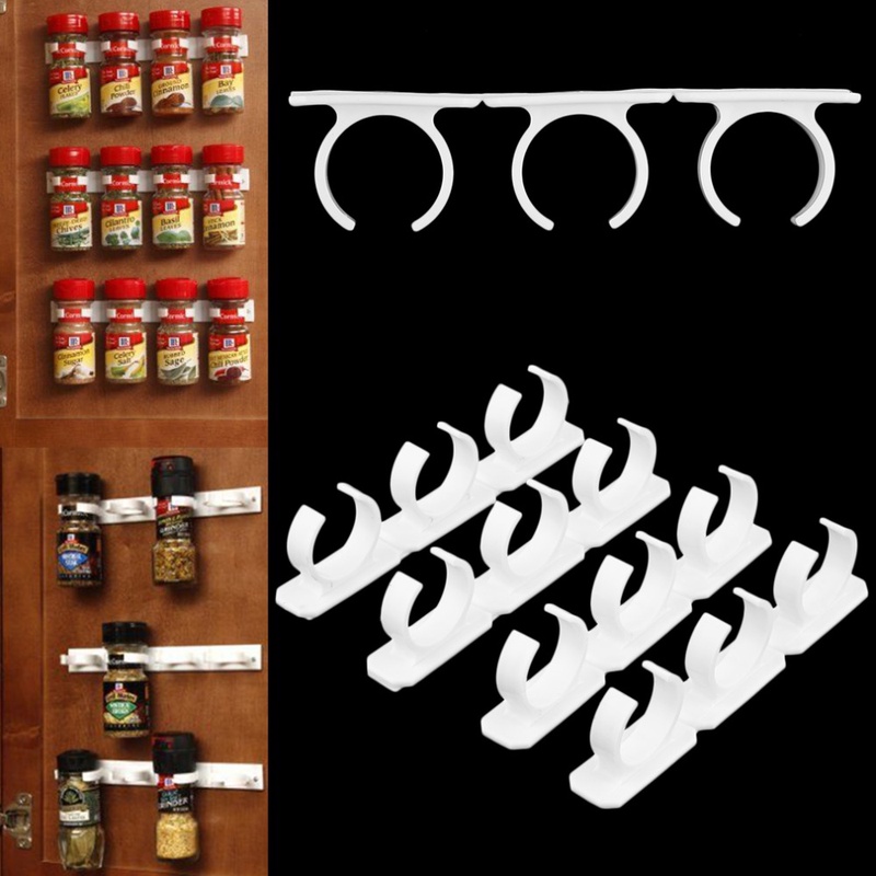 4 Sets Kitchen Clip Spice Gripper Jar Rack Storage Holder Wall Cabinet Door Popular New