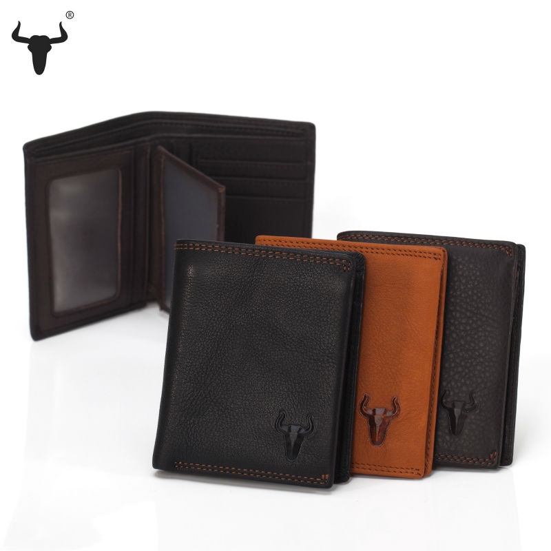 Soft Genuine Leather Wallet For Men Coin Wallets Mens Black Brown With zipper Poucht Photo Caed Holder Handmade High-Quality