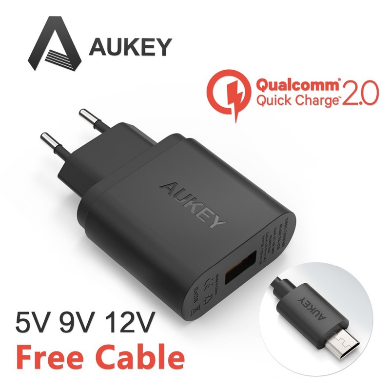 Qualcomm Certified Aukey Quick Charge 2.0 18W USB Turbo Wall Charger Fast Charger For Nexus 6 Note 4 Xperia Z3 SAMSUNG S6 Edge