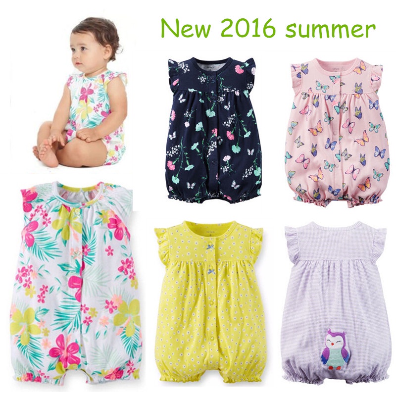 New 2016 summer style Carters baby girl boy clothing set infant one-pieces jumpsuits  bebes short sleeve Rompers newborn clothes