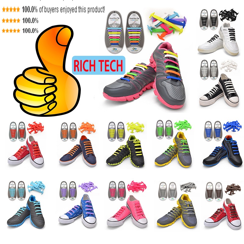 Russian hotsale Shoe laces 2015 New Fashion Silicone laces Elastic Easy Tie ShoeLaces All Sneakers Fit Strap 16/12/10pcs/pair