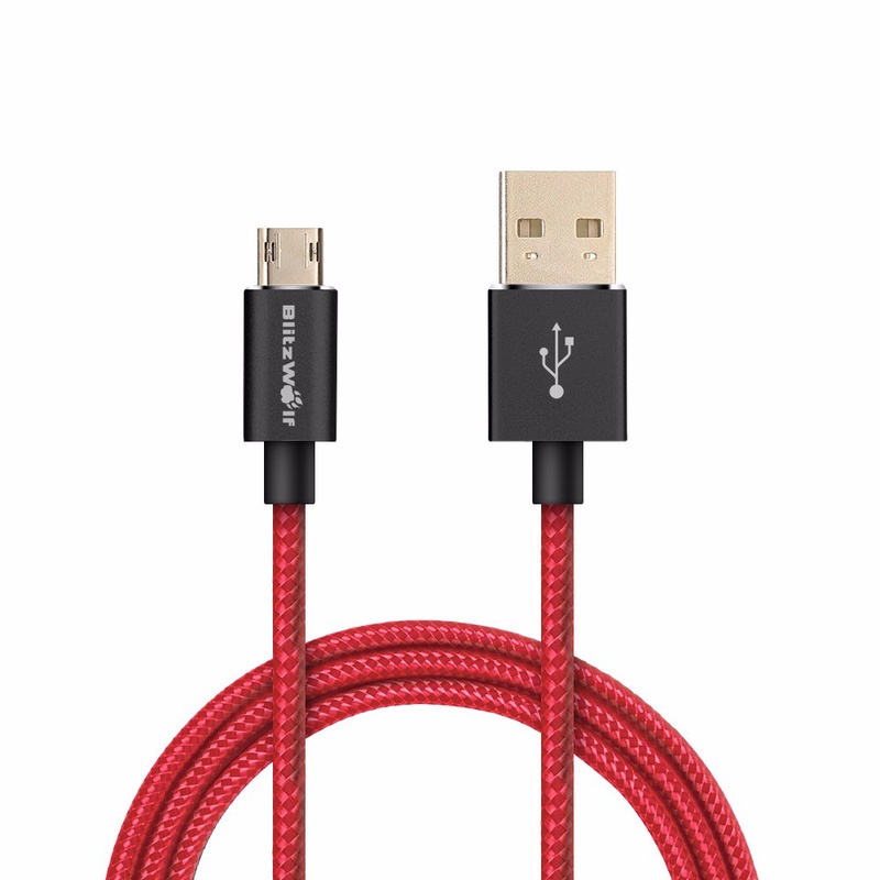 BlitzWolf 2.1A Reversible Braided Micro USB Cable Double Sided USB A Male to Double Sided Micro B For Android For Samsung