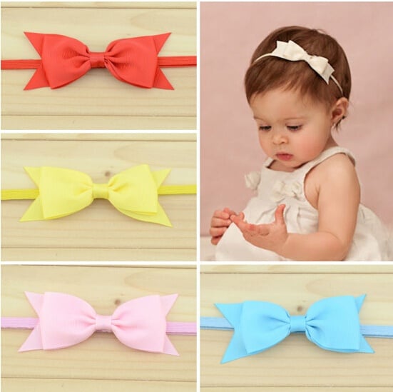 1PC Baby's Bow Hairband Hair Accessories Flower Worn Edges Headband Baby Satin Ribbon Hair Band Wholesale 16 colors