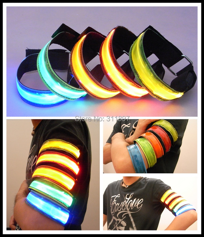 LED Flashing Caution Safety Arm Band Wrist Strap Armband for Outdoor Sports Night Running Party