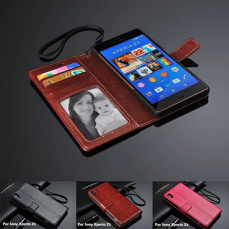 Luxury Retro Wallet Leather Case for Sony Xperia Z3 Capa Para Cover For Xperia Z3 Wallet Style+Card Holder Phone Cases Bags 1pcs