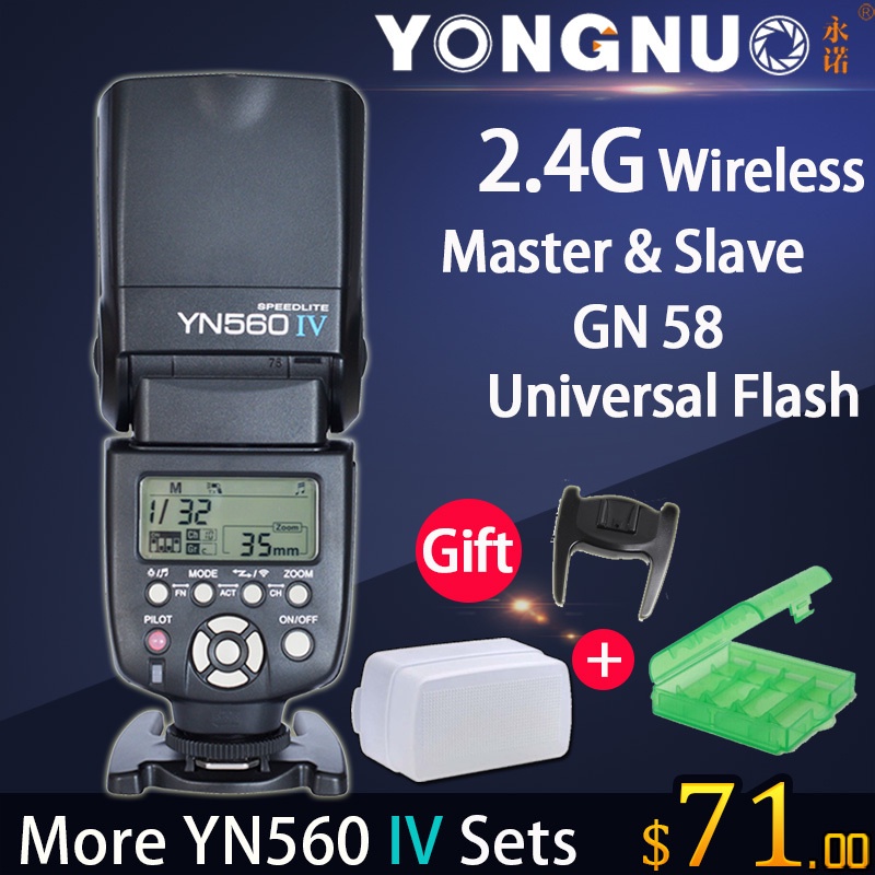 YONGNUO YN560 IV 2.4G Wireless Flash Speedlite for Canon 6D 7D 60D 70D 5D2 5D3 700D 650D,YN-560IV for Nikon D750 D800 D610 D90