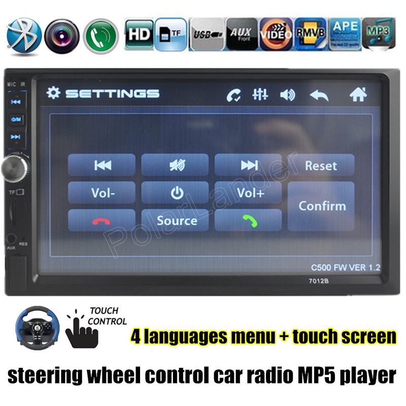 steering wheel control 7 inch touch screen Car radio MP5 MP4 2 DIN Car Audio video USB TF AUXIN bluetooth backing-up priority HD