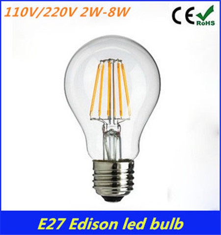 E27 Cob Led Filament Bulb 2W 4W 6W 8W Edison Retro Bulbble 90V-260V White Warm White Energy Saving indoor Light Wholesale