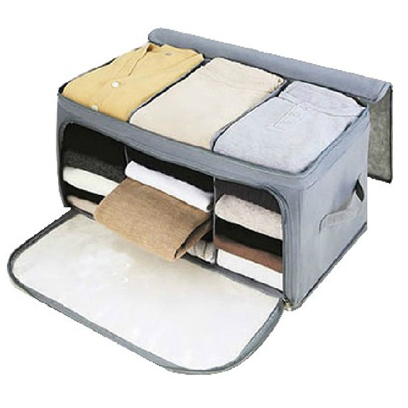 High Quality Large Pragmatic 62L Foldable Bamboo Charcoal Non Woven Cloth Fibre Home Storage Bag Container For Eco-friendly