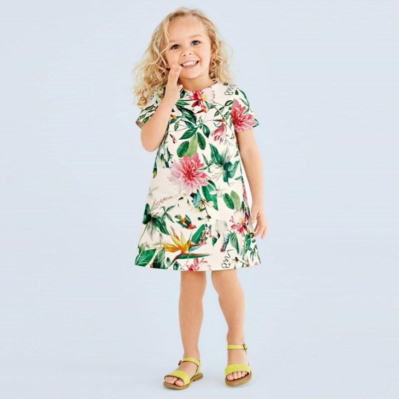 Toddler Girls Baby Dress Princess Flower Short Sleeve Party Summer Style Dresses 0-5T  Free Shipping