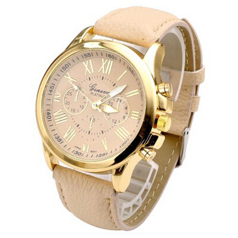 Sanwony New Arrival Women Fashion Faux Leather Analog Quartz Wrist Watch New Style Wholesales