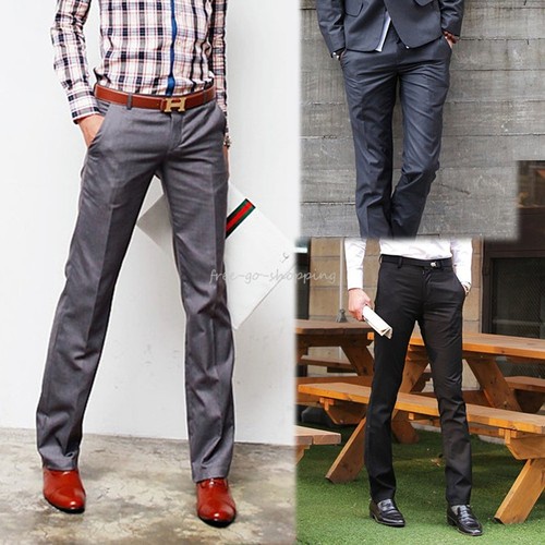 New Men's Casual Pants Slim Straight-leg Long Trousers 3 Colors 4 Sizes
