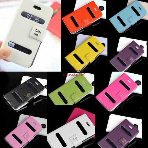 Pink Leather Magnetic Table Talk Flip Case Cover Pouch Wallet For iPhone 4 4S