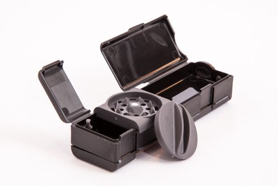 Black pocket size combie = herb grinder+mixing bowl+papers+filters+storage,5in1!