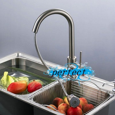 New Pull Out Spout Kitchen Sink Faucet Brushed Nickel Mixer Tap Faucet AD47916