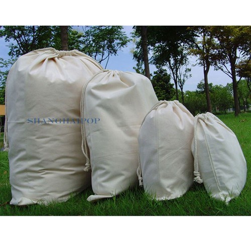 2 X Canvas Drawstring Bag Dust Bag Travel Storage Laundry Craft Makeup Clothes