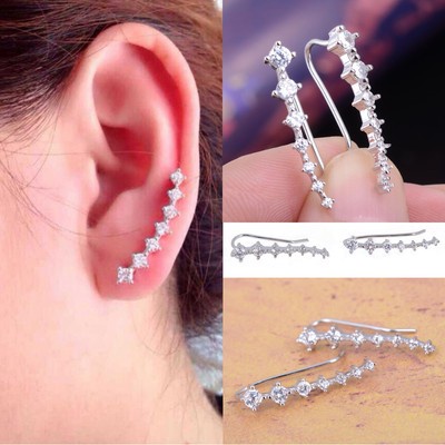New Fashion Element 925 sterling silver Plated Crystal Earrings Ear Hook