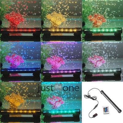 RGB Aquarium Underwater Fish Tank Plant Bubble Light Lamp + Remote 16/ 31/ 47cm