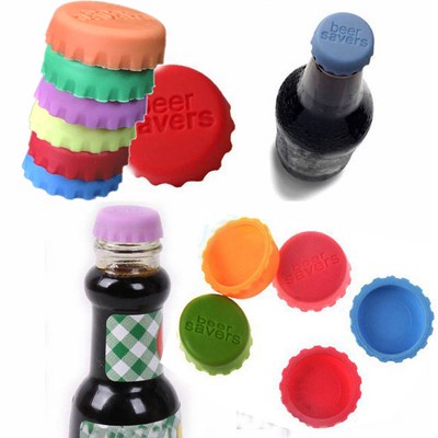 6PCS Colorful Bottle Caps Beer Silicone Cap Soft Corks Reusable Kitchen Tool