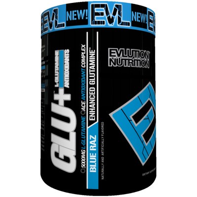 GLU+ Blue Raz by EVL Nutrition - Enhanced Glutamine Supplement (45 Servings)