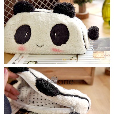 New Soft Plush Cute 3D Panda Style Pencil Case Cosmetic Bag Pouch Makeup Pocket