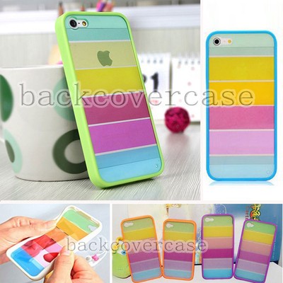 Tpu Transparent Rainbow Set Comes Dustproof Plug Case Cover For iPhone4 4S 5 5S