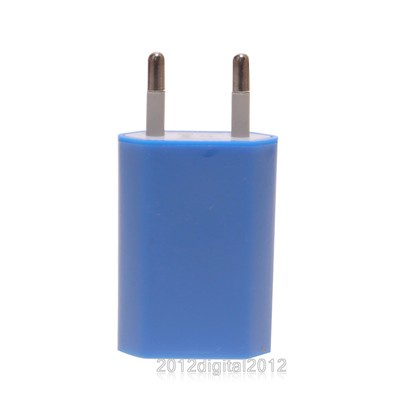 Blue European USB AC Power Adapter EU Plug Wall Charger For iPod iPhone 5 Mobile