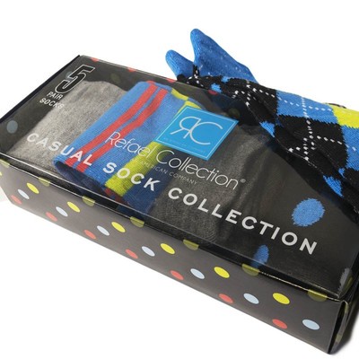 5 Pairs: Men's Multi-Colored Casual Socks with Gift Box by Refael Collection