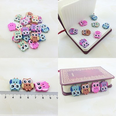 100Pcs Bulk Cute owl Baby Wooden Sewing Buttons Scrapbooking 2 Holes