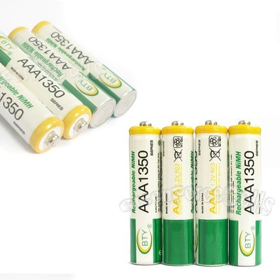 4 pcs AAA Size 3A LR03 R03 1350mAh 1.2V Ni-MH Rechargeable Battery Cell/RC BTY