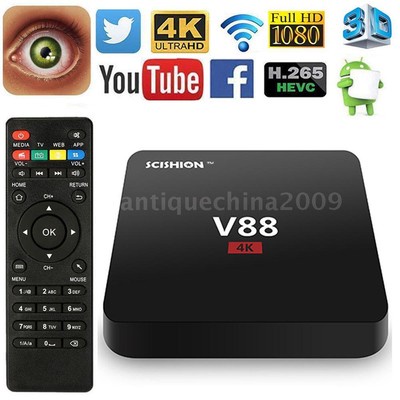 V88 4K Android 6.0 Smart TV BOX Latest16.1 RK3229 Quad Core 8GB HD 1080P WIFI