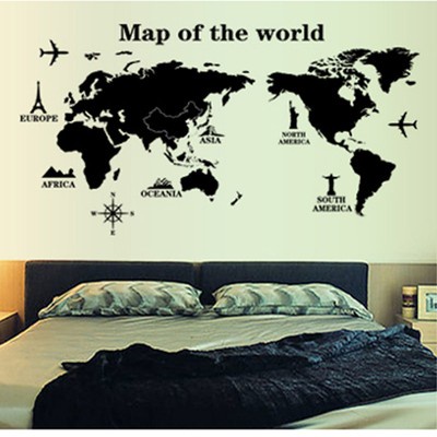 World Map Removable PVC Vinyl Art Room Wall Sticker Decal Mural Home Decor DIY