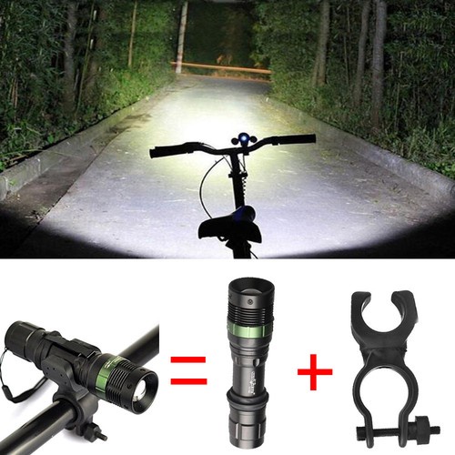 Bike Bicycle CREE XM-L T6 LED Zoomable Flashlight 6000LM Torch 360°Mount Clip